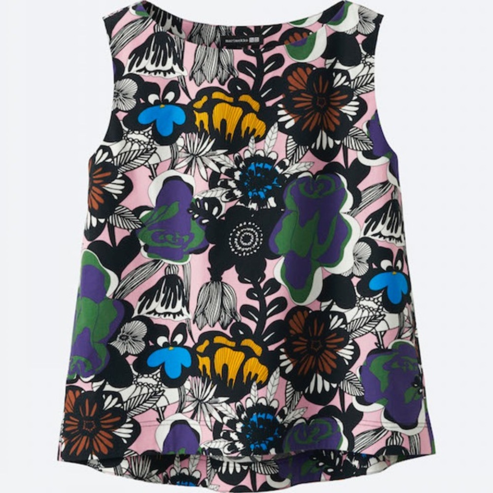 Uniqlo marimekko a line top cotton with flower pattern (size xs)